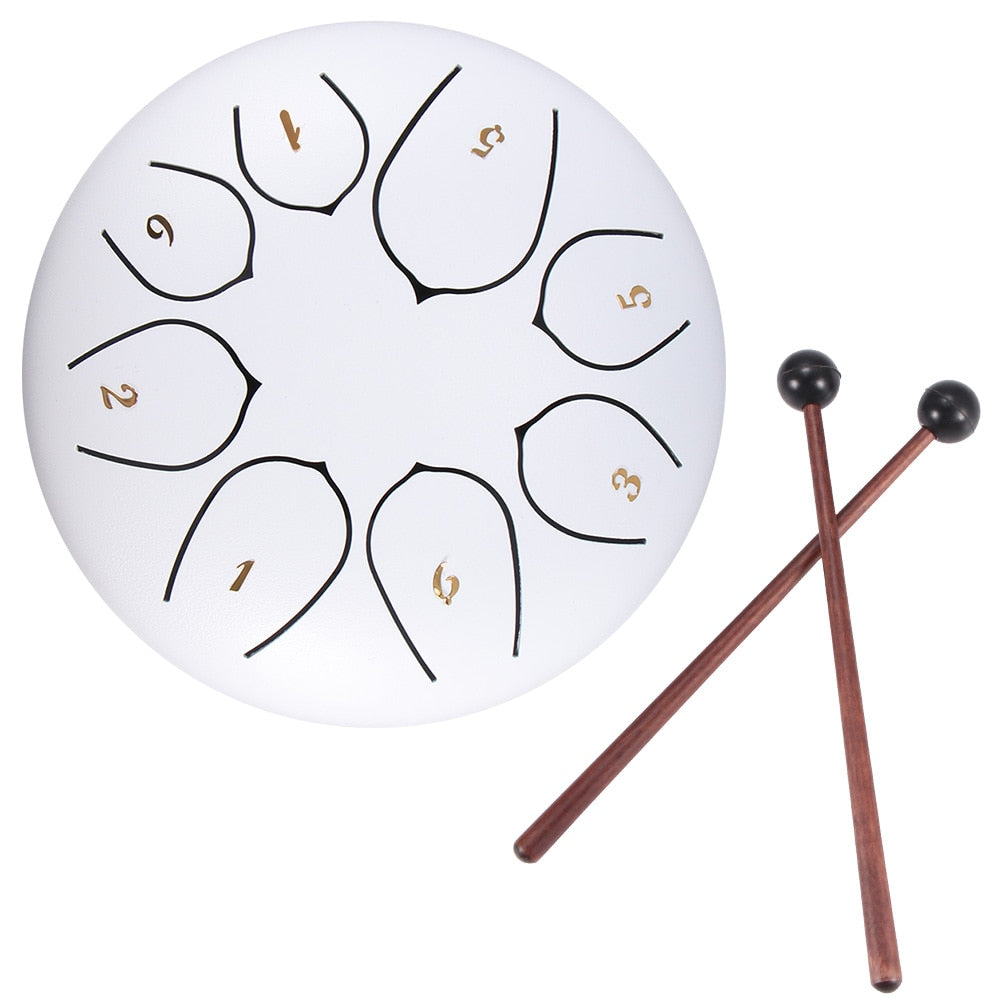 Tongue Drum 6 Inch Steel Tongue Drum Set 8 Tune Hand Pan Drum Pad Tank Sticks Carrying Bag Percussion Instruments Accessories