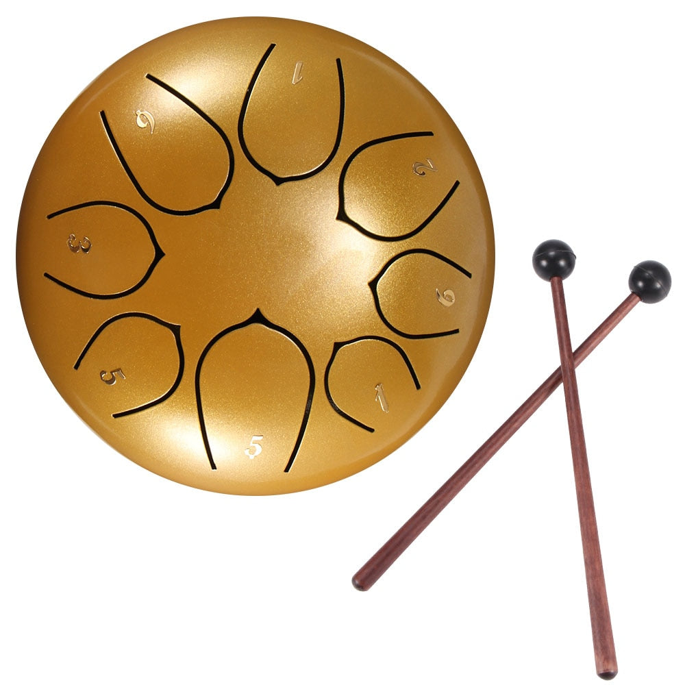 Tongue Drum 6 Inch Steel Tongue Drum Set 8 Tune Hand Pan Drum Pad Tank Sticks Carrying Bag Percussion Instruments Accessories