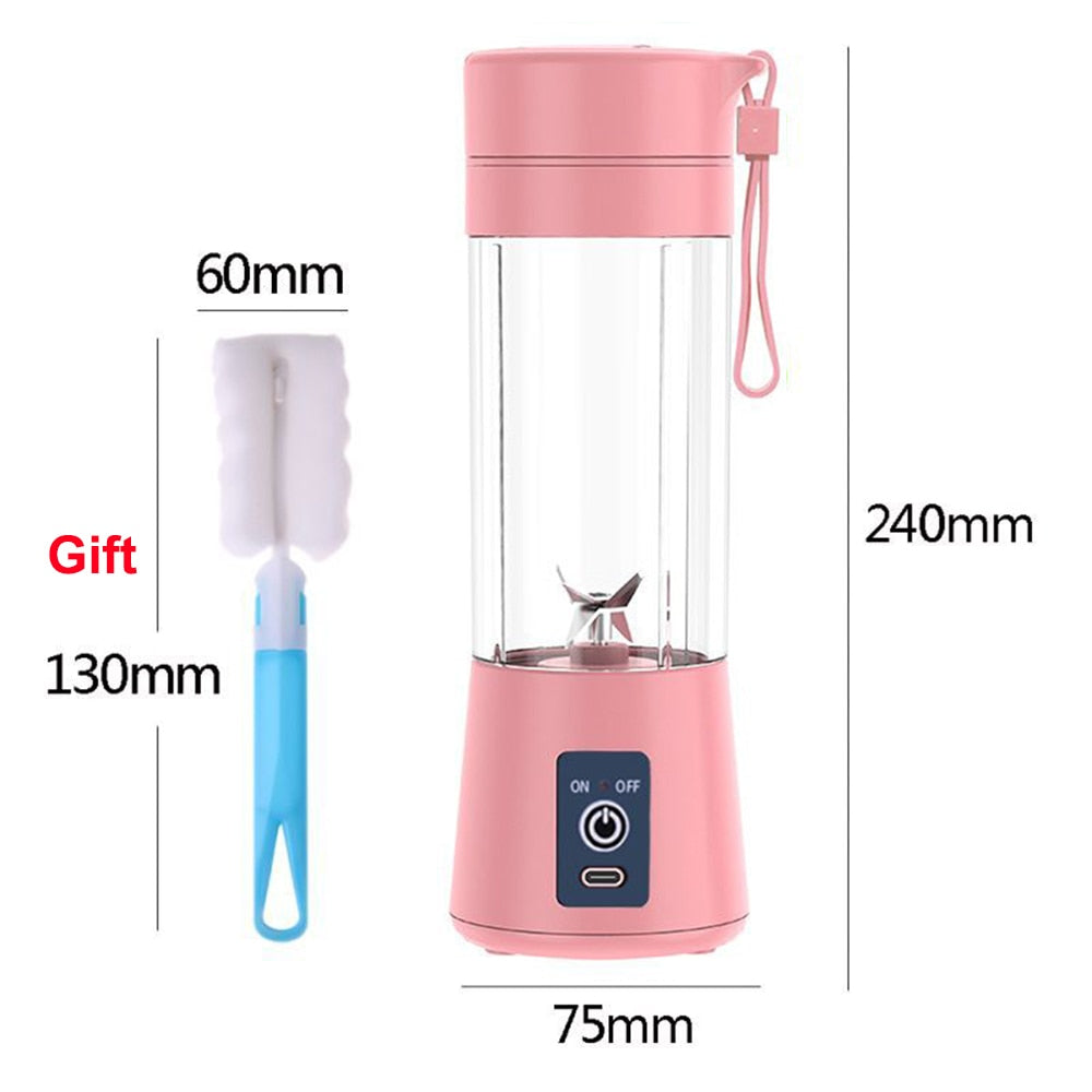 Portable Blender Mini Mixer Electric Juicer Machine Fresh Fruit Juice Blender Smoothie Maker Blender Cup Bottle A Travel Kitchen