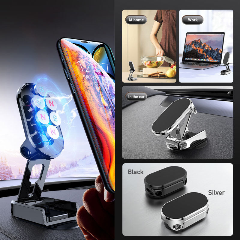 Magnetic Phone Holder for Car Foldable Magnetic Phone Mount Multi-Functional 360° Rotation Desk Phone Holder Car Dashboard Mount